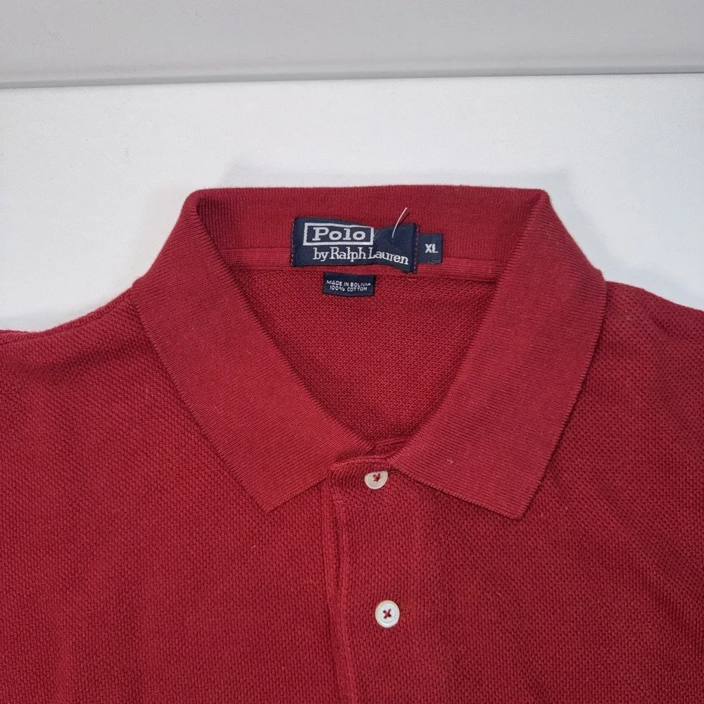 Ralph Lauren Polo Shirt Mens Extra Large Red Long Sleeve Pullover Pony Vintage